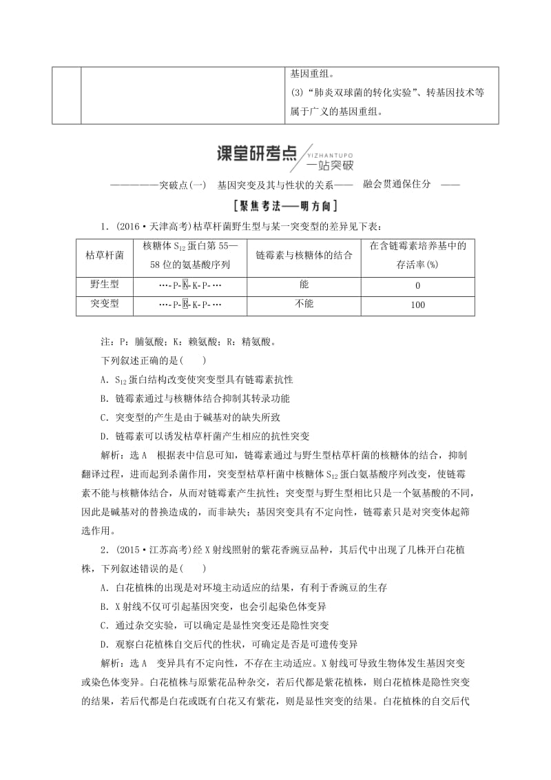 （全国通用版）2019版高考生物一轮复习 第2部分 遗传与进化 第三单元 生物的变异、育种与进化学案.doc_第3页