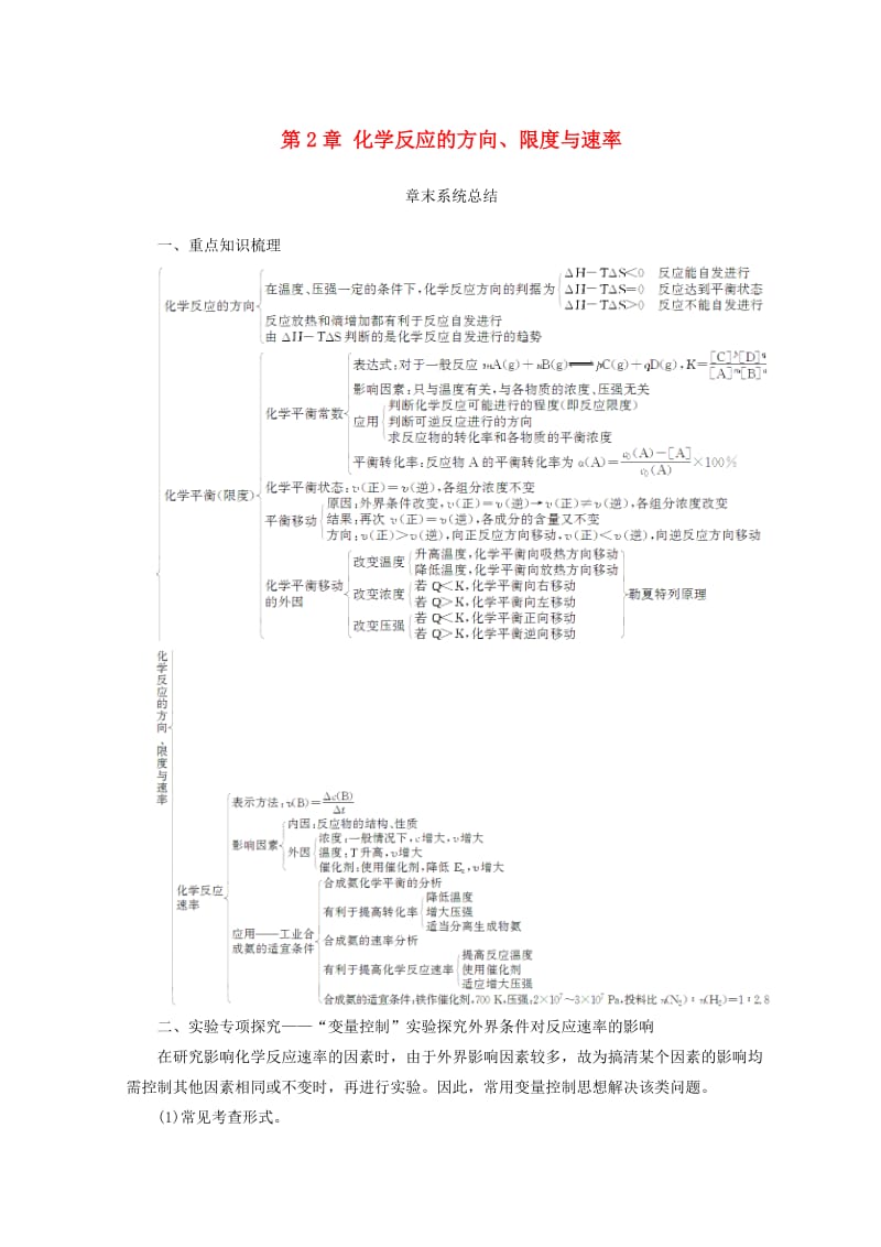 2018秋高中化学 第2章 化学反应的方向、限度与速率章末系统总结学案 鲁科版选修4.doc_第1页