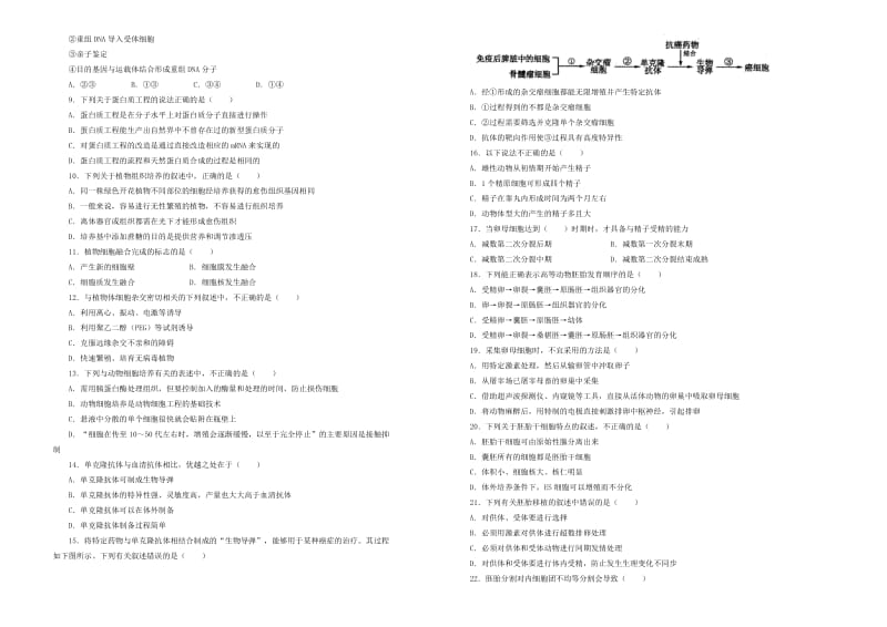 2019年高考生物一轮复习 第十单元 现代生物科技专题单元A卷.doc_第2页