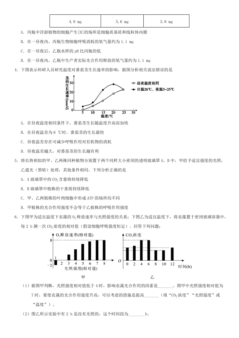 2018年高考生物三轮冲刺 拿分专题 最后一击 细胞呼吸和光合作用.doc_第2页