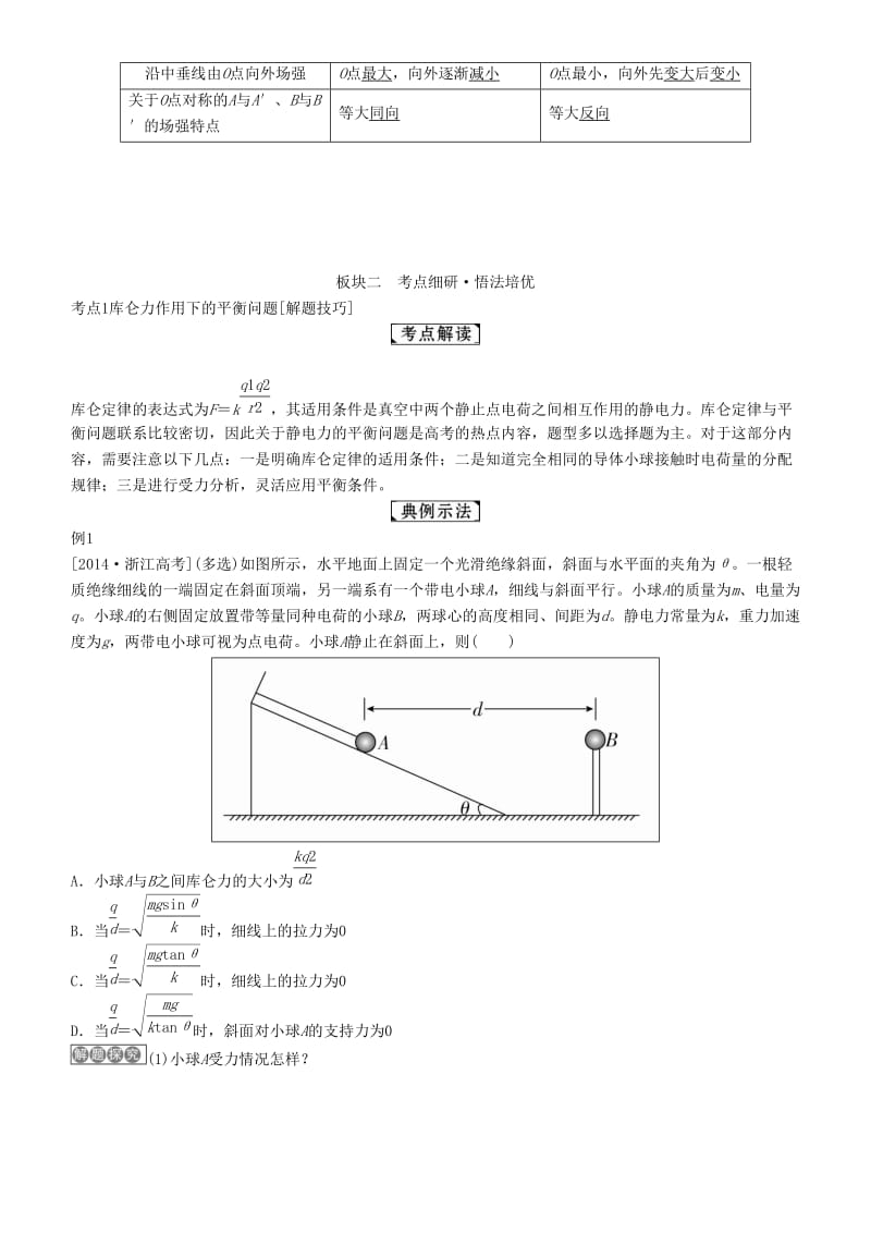 2019年高考物理一轮复习 第七章 静电场 第1讲 电场力的性质学案.doc_第3页