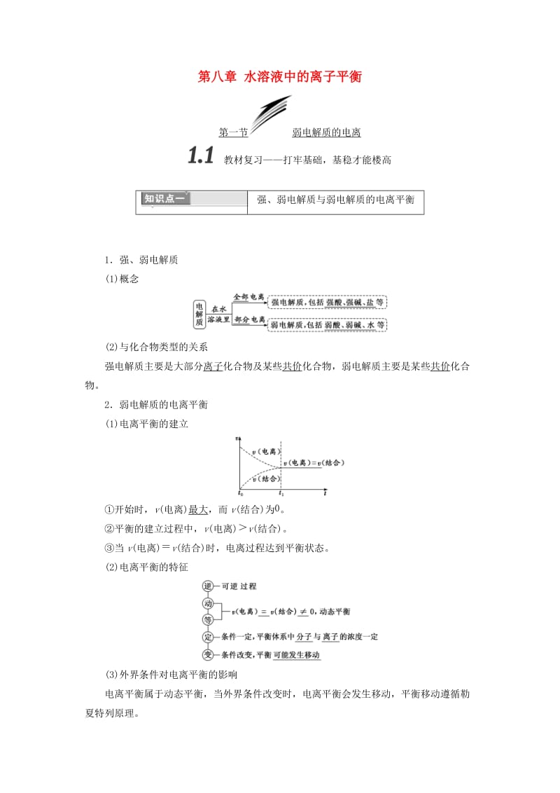 （通用版）2019版高考化学一轮复习 第八章 水溶液中的离子平衡学案.doc_第1页