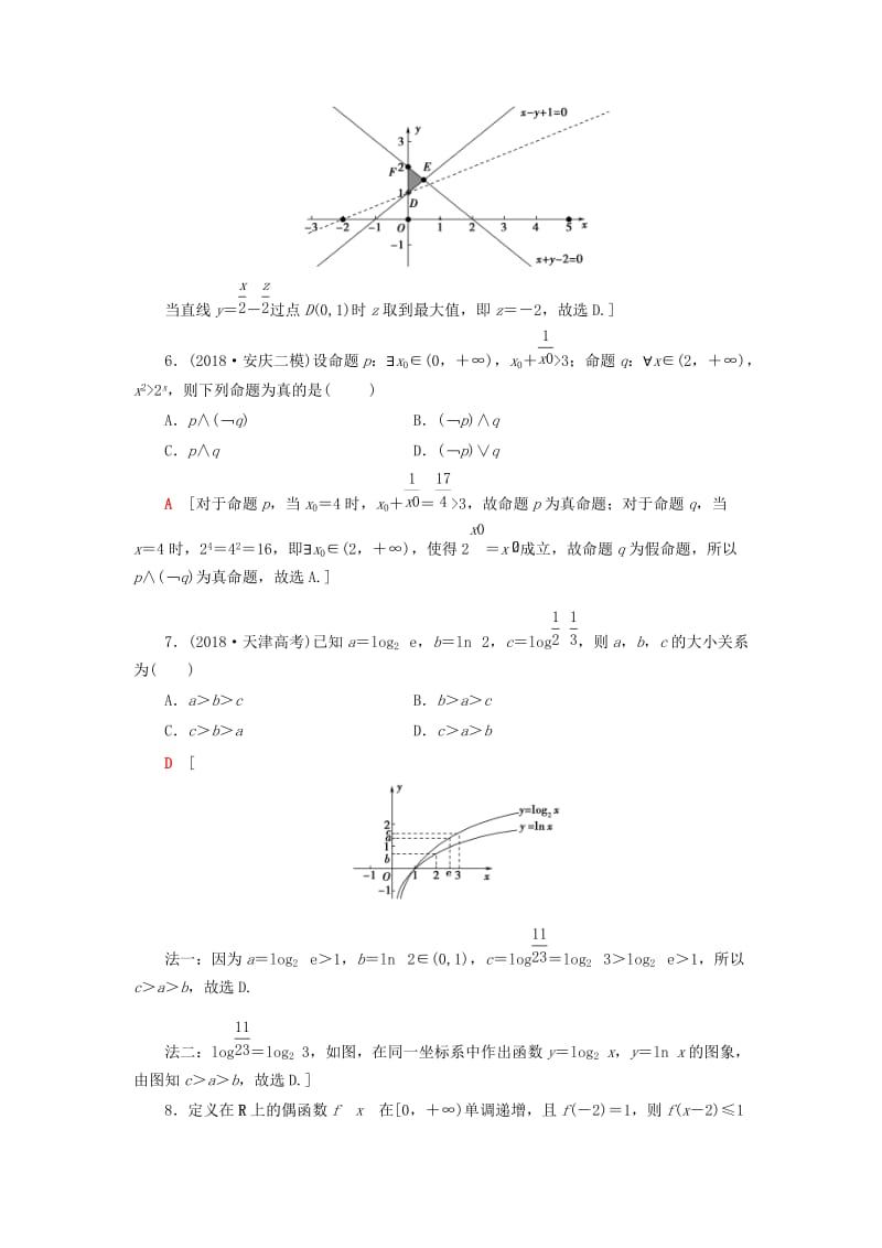 2019高考数学二轮复习”一本“培养优选练 小题对点练2 集合、常用逻辑用语、函数与导数、不等式（2）理.doc_第2页