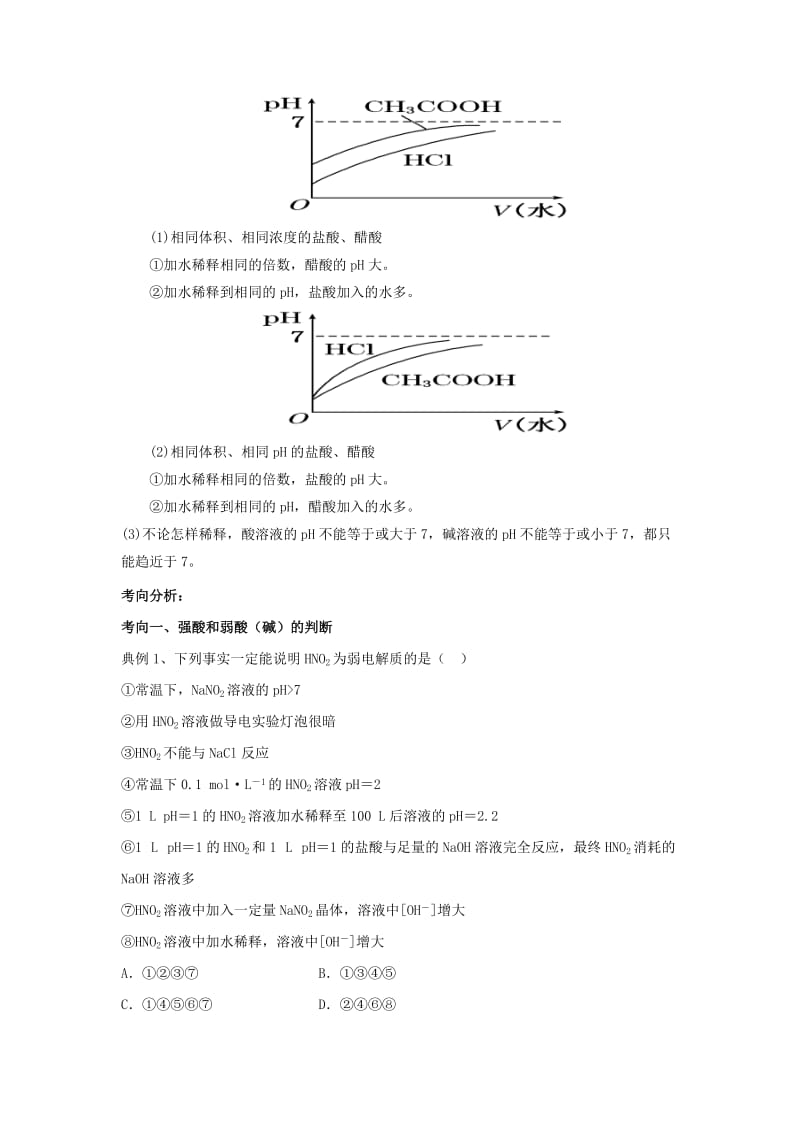 2019高考化学一轮复习 强酸（碱）与弱酸（碱）的比较学案（含解析）.doc_第2页