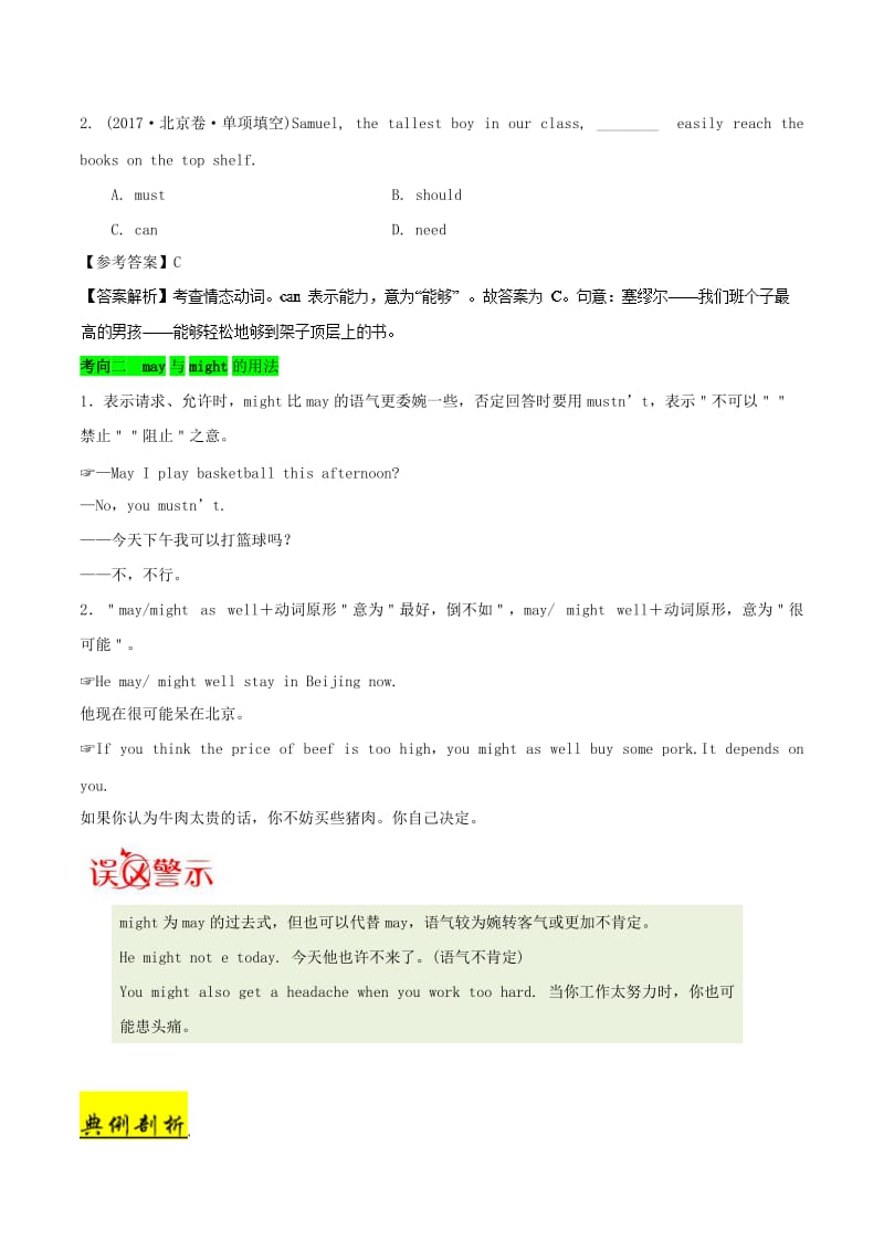 2019年高考英语 考点一遍过 考点19 情态动词（含解析）.doc_第3页