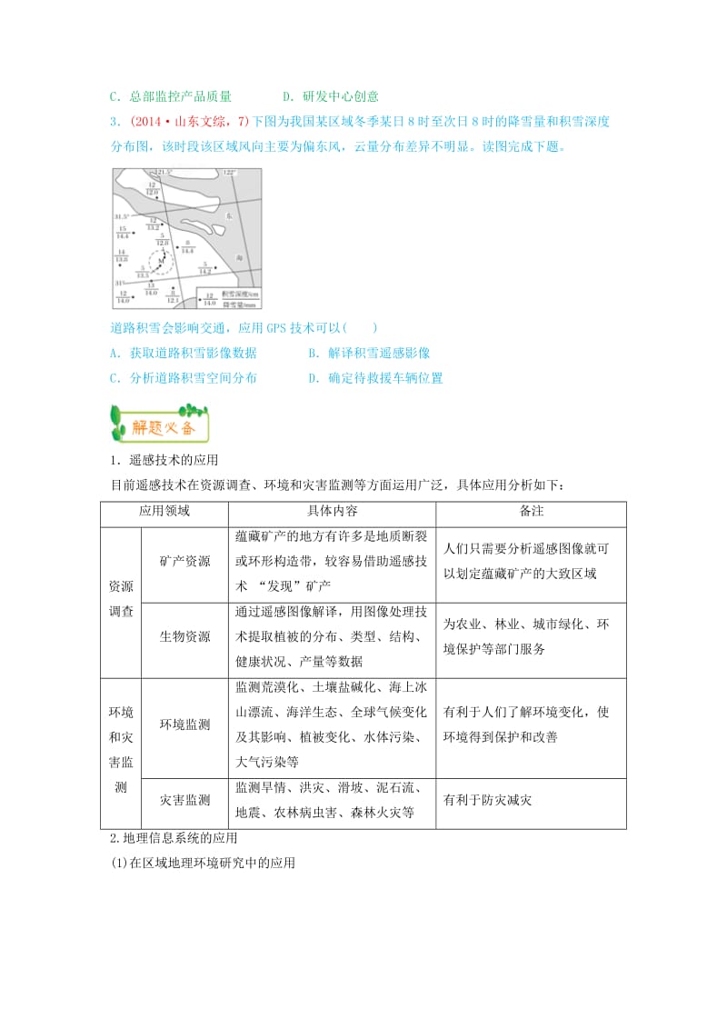 2019高考地理第一轮复习 专题9 微专题三十三 地理信息技术思维导图学案.doc_第2页