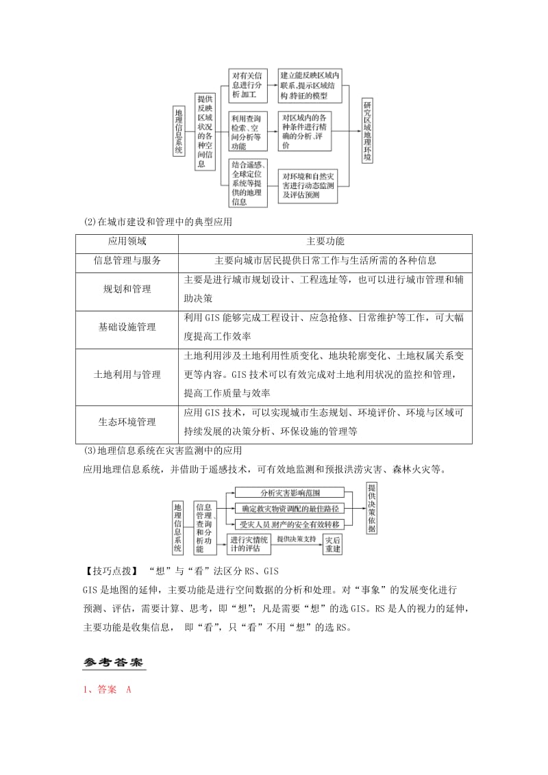 2019高考地理第一轮复习 专题9 微专题三十三 地理信息技术思维导图学案.doc_第3页