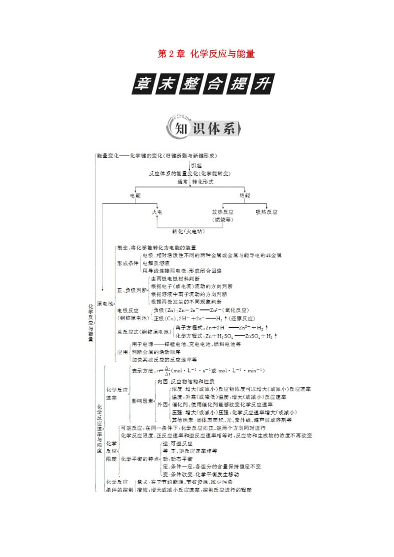 2018-2019学年高中化学第2章化学反应与能量章末整合提升学案新人教版必修2 .docx_第1页