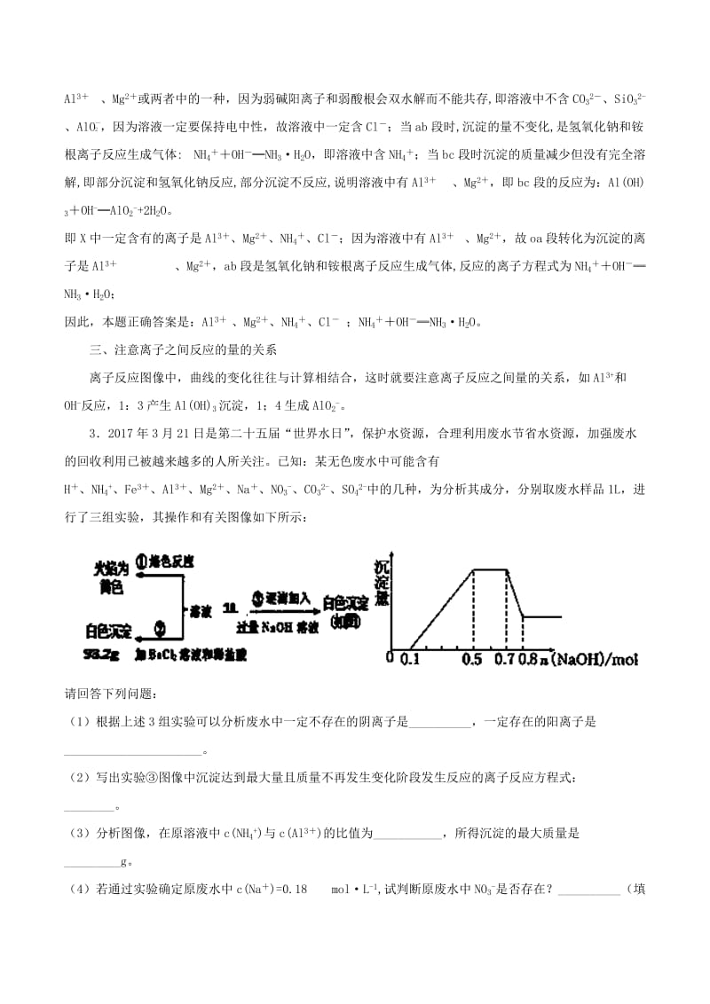 2019高考化学 难点剖析 专题07 离子反应图像讲解.doc_第3页