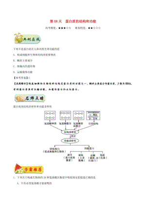 2018高中生物 每日一題之快樂暑假 第08天 蛋白質(zhì)的結(jié)構(gòu)和功能（含解析）新人教版.doc