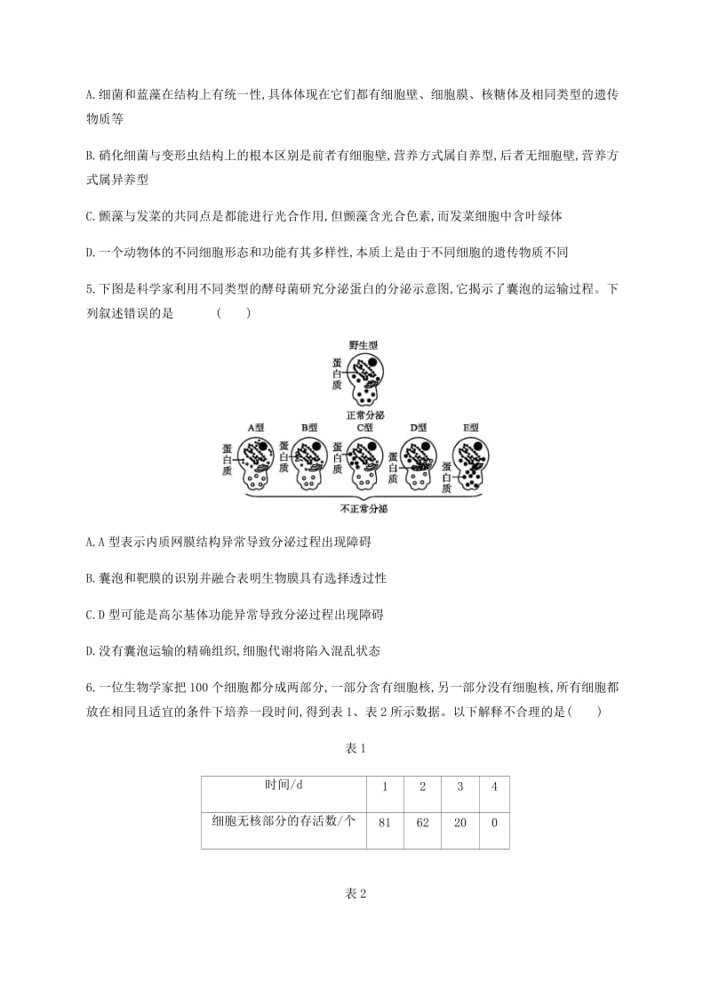 2019年高考生物二轮复习专题能力训练2细胞的结构.docx_第3页