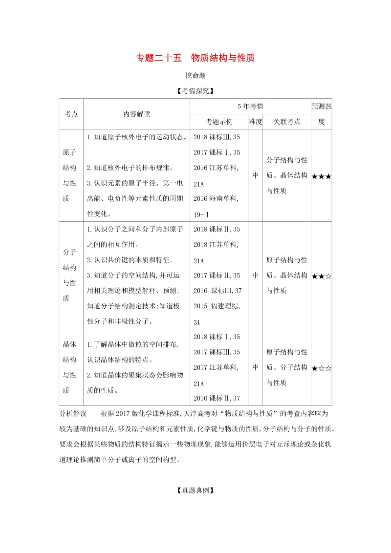 天津市2020年高考化学一轮复习 专题二十五 物质结构与性质教师用书.docx_第1页