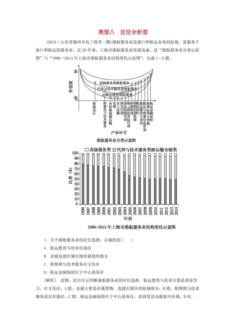 2019年高考地理大二轮复习 高考选择题专练 类型8 区位分析型.doc_第1页