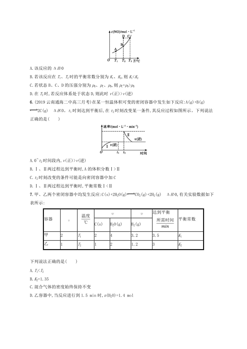 2020版高考化学复习 专题质检卷7 化学反应速率与化学平衡 苏教版.doc_第2页