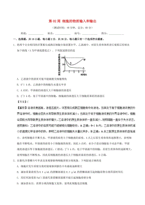 2018-2019學(xué)年高考生物 第02周 細(xì)胞的物質(zhì)輸入和輸出周末培優(yōu)試題.doc