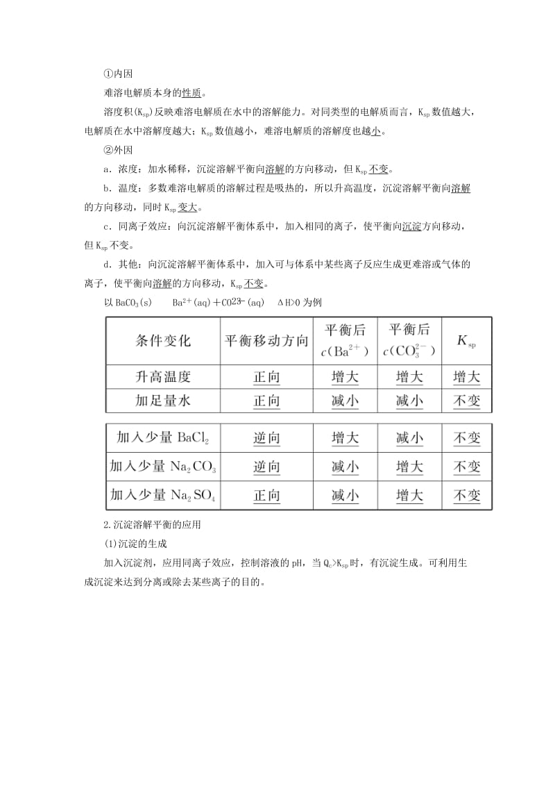 2019高考化学 第8章（水溶液中的离子平衡）第4节 难溶电解质的溶解平衡 考点（1）沉淀溶解平衡及应用讲与练（含解析）.doc_第2页