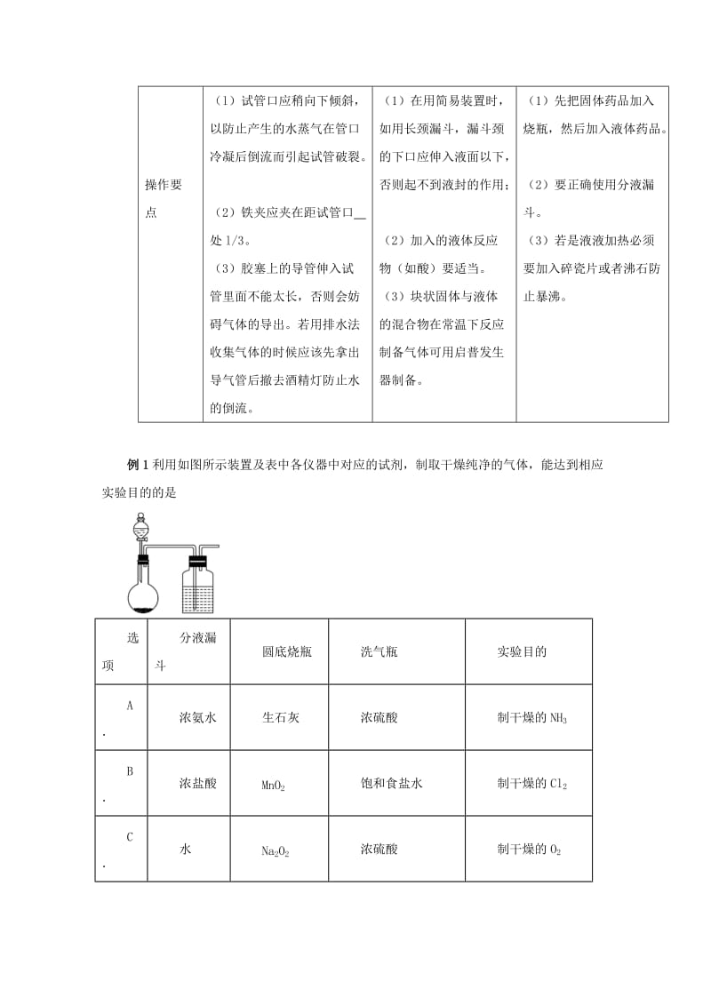 2019年高考化学 实验全突破 专题03 气体的制备教案.doc_第3页