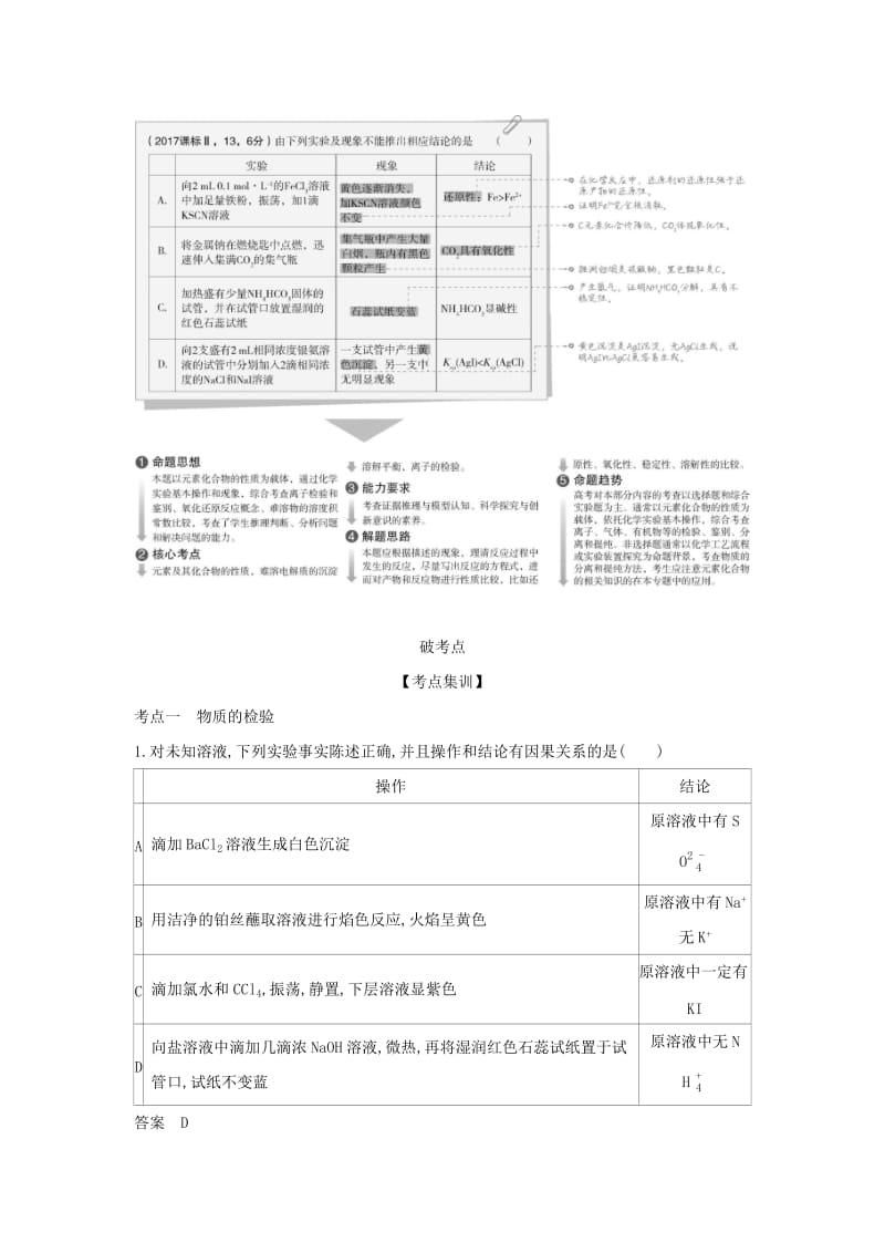 天津市2020年高考化学一轮复习 专题二十三 物质的检验、分离和提纯教师用书.docx_第2页