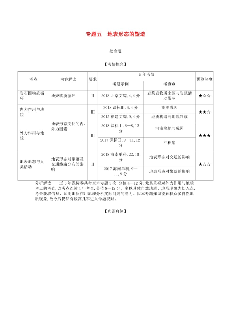 （A版）2020年高考地理总复习 专题五 地表形态的塑造学案（含解析）.docx_第1页