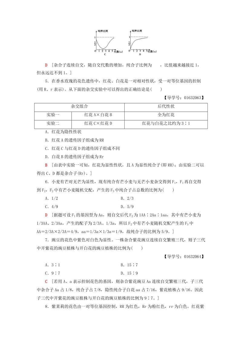 2018-2019高中生物 课时分层作业5 孟德尔获得成功的原因 基因的分离定律的应用 苏教版必修2.doc_第2页