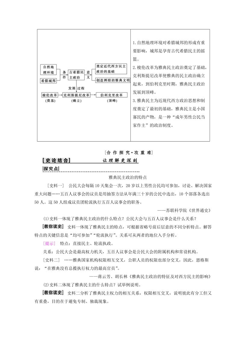 2018秋高中历史 第2单元 古代希腊罗马的政治制度 第5课 古代希腊民主政治同步学案 新人教版必修1.doc_第3页