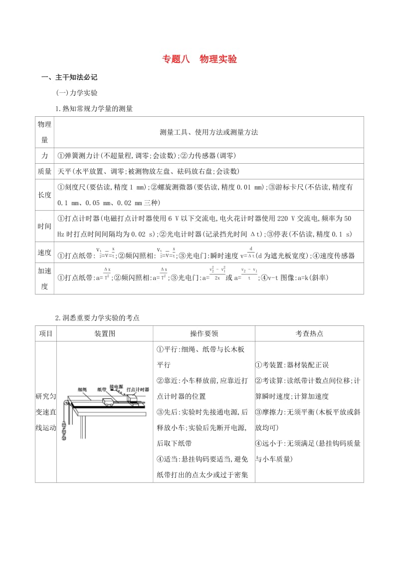 2019高考物理二轮复习 专题八 物理实验学案.docx_第1页