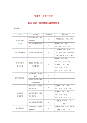 浙江省2019高考政治二輪復(fù)習(xí)高分突破 第一篇 考點(diǎn)練講專題 四 生活與哲學(xué) 第18課時(shí) 哲學(xué)思想與辯證唯物論講義.doc