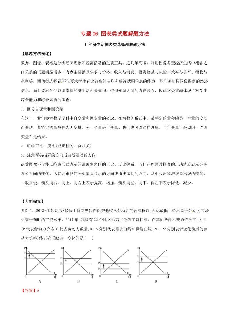 2019年高考政治 解题方法专项突破 专题06 图表类试题解题方法（含解析）.doc_第1页