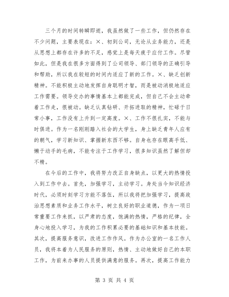 公司文职人员试用期工作总结.doc_第3页