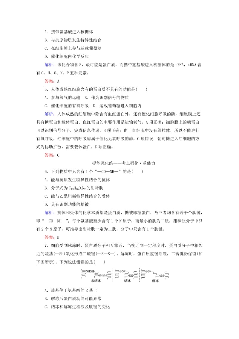 2020版高考生物新金典大一轮复习 课后定时检测案3 生命活动的主要承担者——蛋白质（含解析）新人教版.doc_第2页