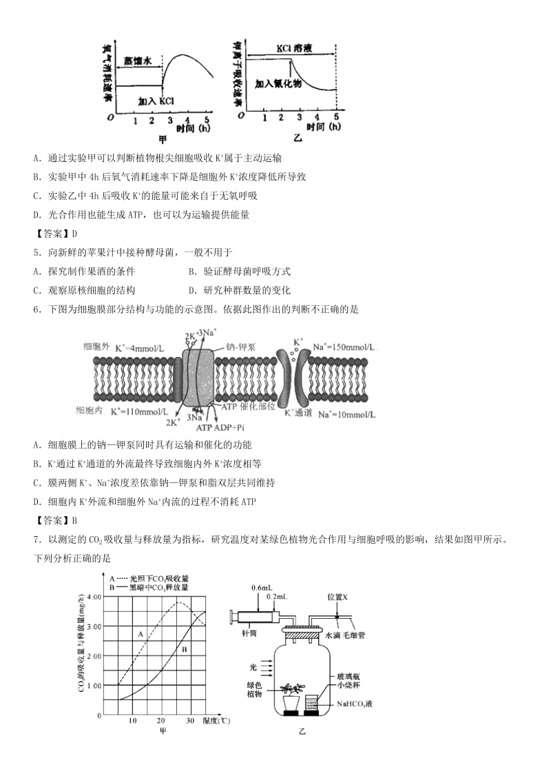 2018年高考生物三轮冲刺 考前专题强化卷 细胞代谢.doc_第2页