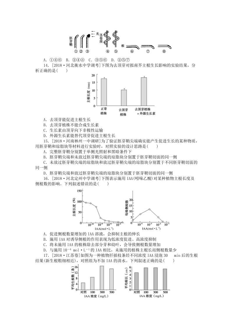 2019高考生物二轮复习 考点狂练22 植物的激素调节.doc_第3页