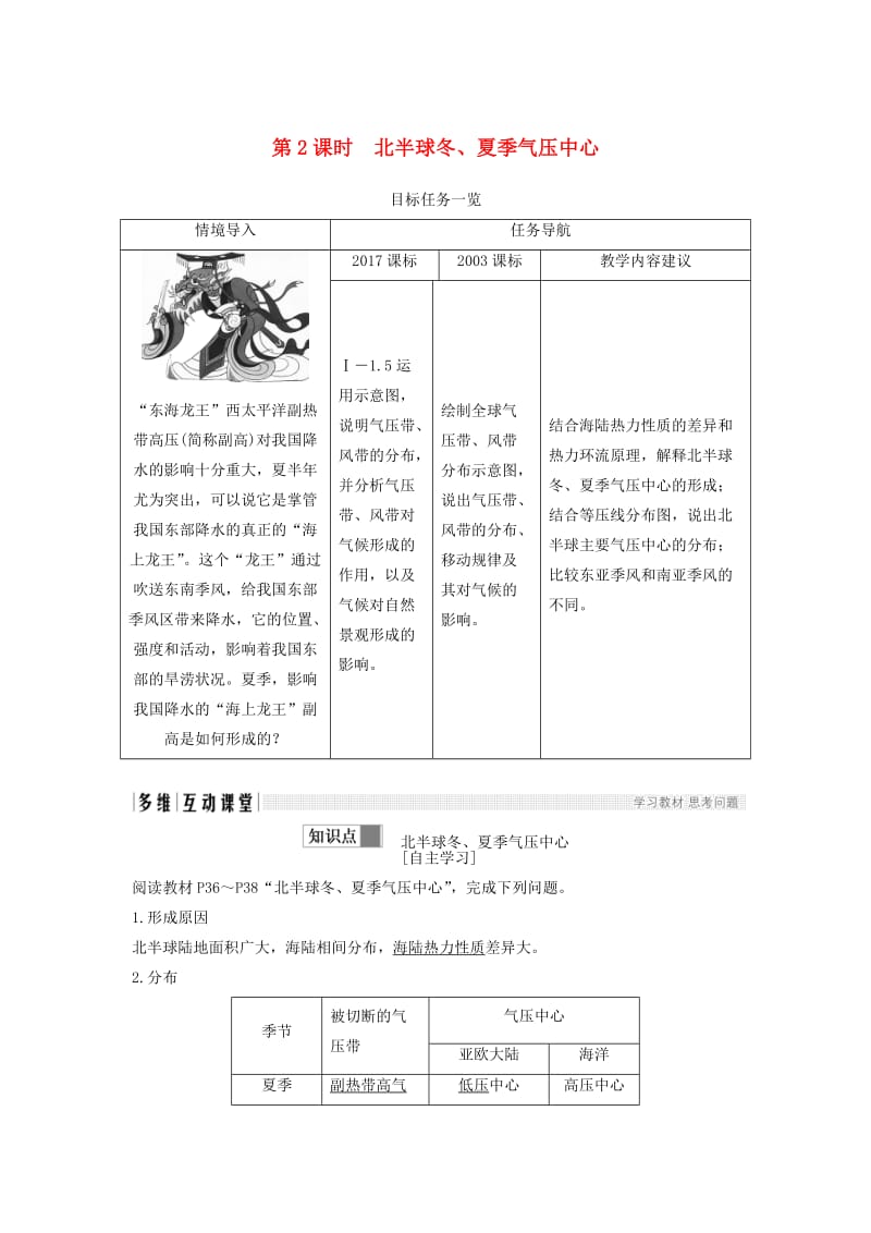 2018-2019版高中地理 第二章 地球上的大气 2.3 常见天气系统 （第2课）学案 新人教版必修1.doc_第1页