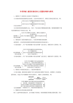 2019版高考生物總復(fù)習(xí) 第五單元 遺傳定律和伴性遺傳 專項(xiàng)突破 基因在染色體上位置的判斷與探究.doc