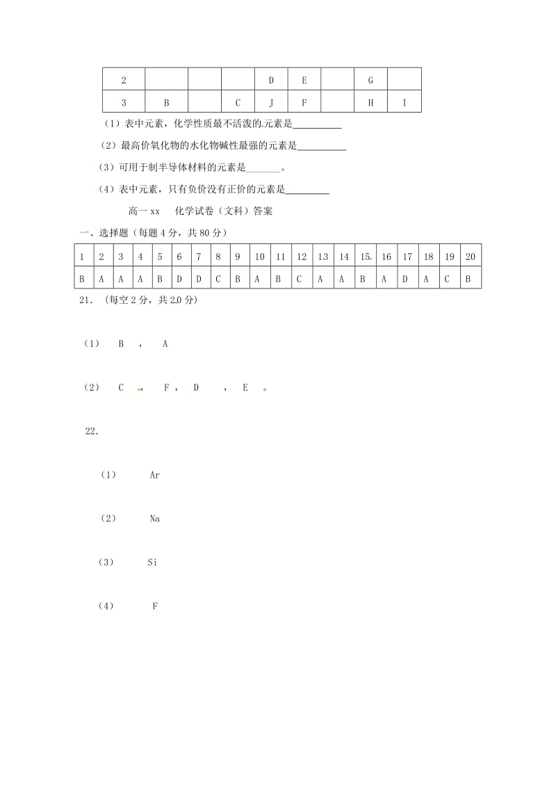 2019-2020学年高一化学下学期期末考试试题文 (III).doc_第3页