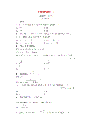 2018年秋高中數(shù)學(xué) 專題強化訓(xùn)練1 新人教A版必修4.doc