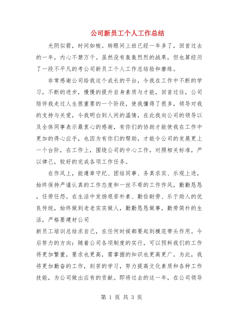 公司新员工个人工作总结.doc_第1页