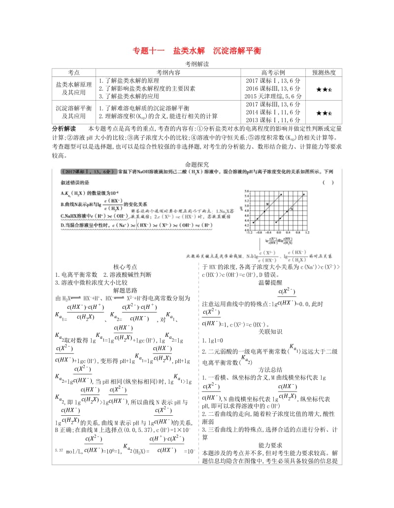 A版2019版高考化学总复习专题十一盐类水解沉淀溶解平衡学案.doc_第1页