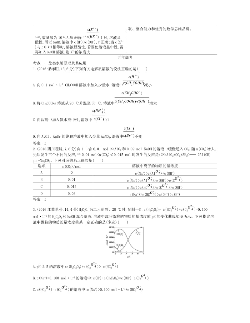 A版2019版高考化学总复习专题十一盐类水解沉淀溶解平衡学案.doc_第2页