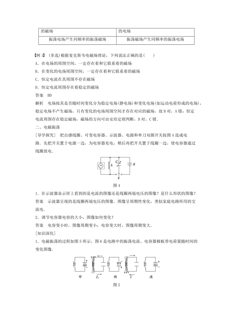 2018-2019版高中物理 第3章 电磁场与电磁波 3.1 麦克斯韦的电磁场理论 3.2 电磁波的发现学案 沪科版选修3-4.doc_第3页