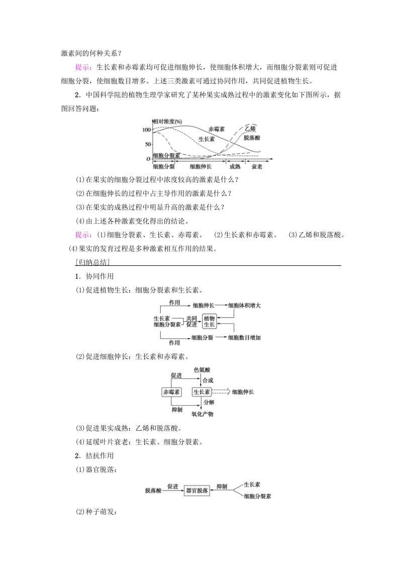 2018-2019高中生物 第2章 生物个体的稳态 第4节 植物生命活动的调节 第2课时 其他植物激素及其应用学案 苏教版必修3.doc_第3页