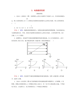 2019屆高考物理一輪復習 第7章 靜電場 第2講 電場能的性質(zhì)課時作業(yè)（含解析）.doc