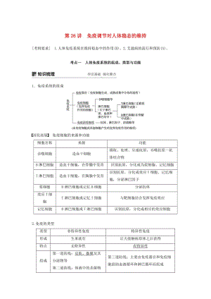 （江蘇專用）2020版高考生物新導學大一輪復習 第八單元 生物個體的穩(wěn)態(tài) 第26講 免疫調(diào)節(jié)對人體穩(wěn)態(tài)的維持講義（含解析）蘇教版.docx