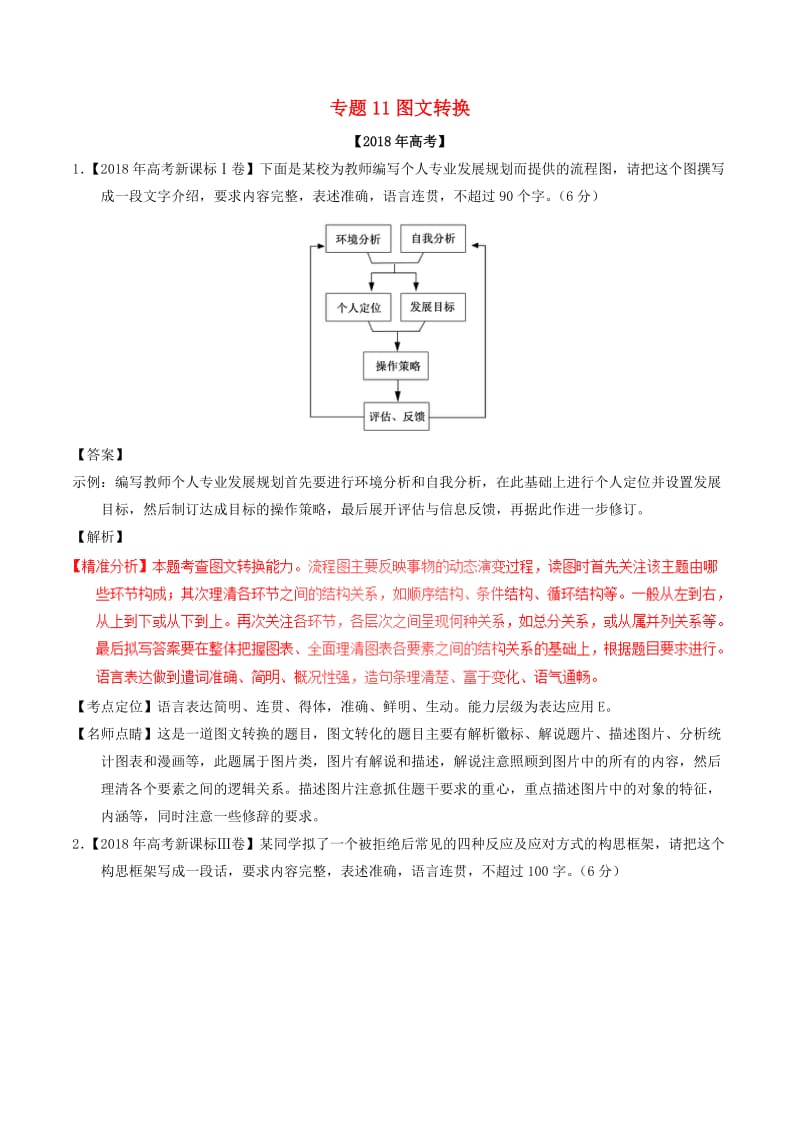 2018年高考语文 高考题和高考模拟题分项版汇编 专题11 图文转换（含解析）.doc_第1页