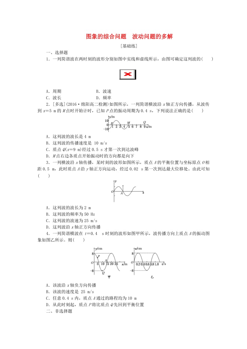 2019高中物理 课下能力提升十 第十二章 第4节 波的衍射和干涉（含解析）新人教版选修3-4.doc_第1页