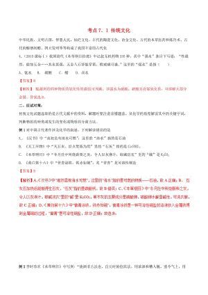 2019年高考化學(xué) 試卷拆解考點(diǎn)必刷題 專題7.1 傳統(tǒng)文化考點(diǎn)透視.doc