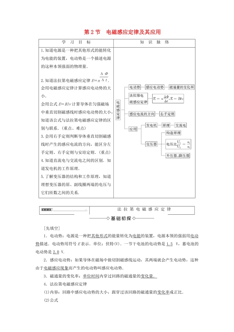 2018版高中物理 第4章 揭开电磁关系的奥秘 第2节 电磁感应定律及其应用学案 鲁科版选修1 -1.doc_第1页