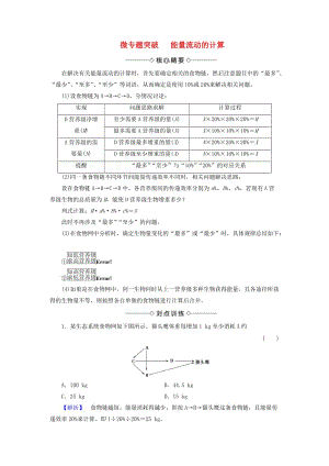 2018版高中生物 第五章 生態(tài)系統(tǒng)及其穩(wěn)定性 微專題突破 能量流動的計(jì)算學(xué)案 新人教版必修3.doc