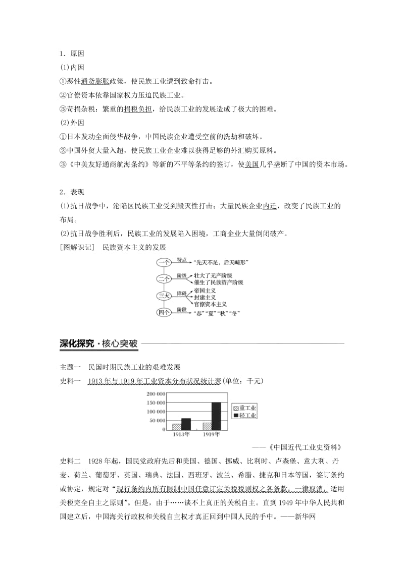 2018-2019学年高中历史 专题二 近代中国资本主义的曲折发展 第2课 民国时期民族工业的曲折发展学案 人民版必修2.doc_第3页