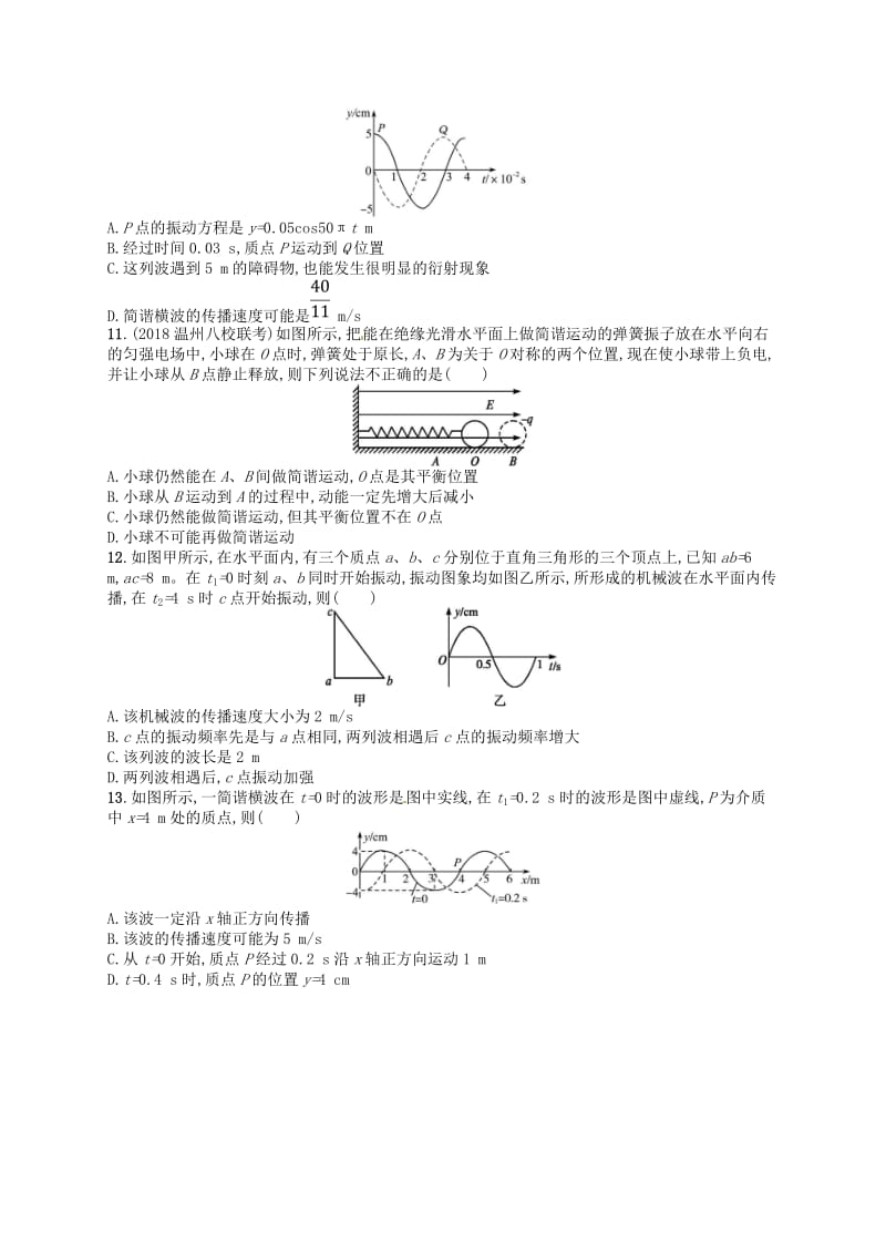 2019届高考物理二轮复习专题五加试选择专题提升训练17机械振动与机械波.doc_第3页